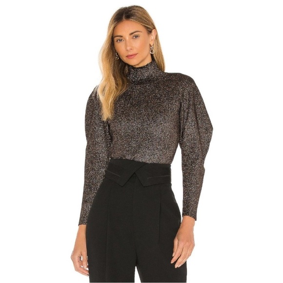 A.L.C. Samuel Metallic Puff Sleeve Sweater - Picture 1 of 9